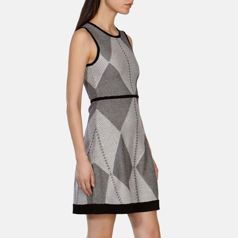 Karen Millen Black and White Tribal Knit dress 8